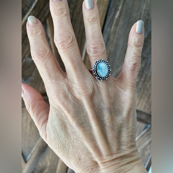 Handmade Size 5.5 Gorgeous Fiery Green Moonstone 925 Sterling Silver Ring - Picture 3 of 5